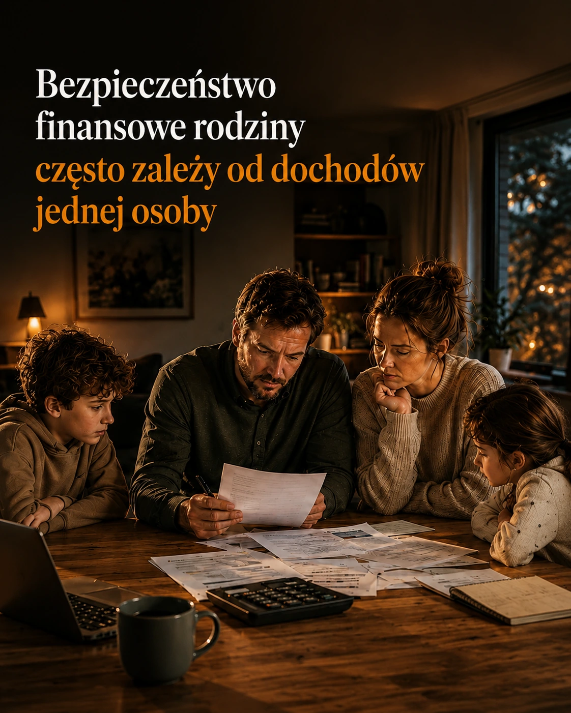 Rodzina analizująca bezpieczeństwo finansowe gospodarstwa domowego